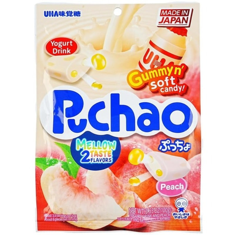 Uha Mikakuto Japan Puccho Puchao Yogurt And Peach Chewy Candy With Fla 