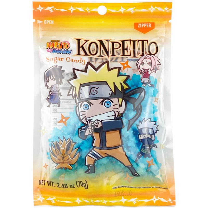 Konpeito Sugar Candy Naruto Shippuden Pineapple and Cider Flavors Hard Asian Food Grocer Cider (Blue)  Front Packaging